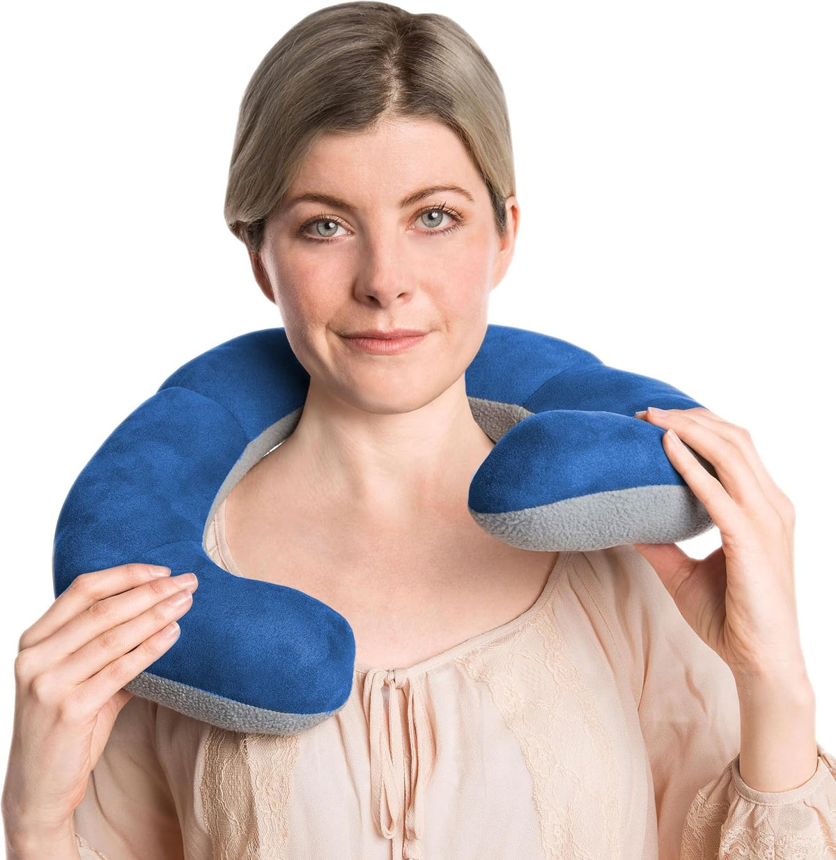 One Size polyester neck & cervical pillows in Cobalt/Gray, alternate view 3