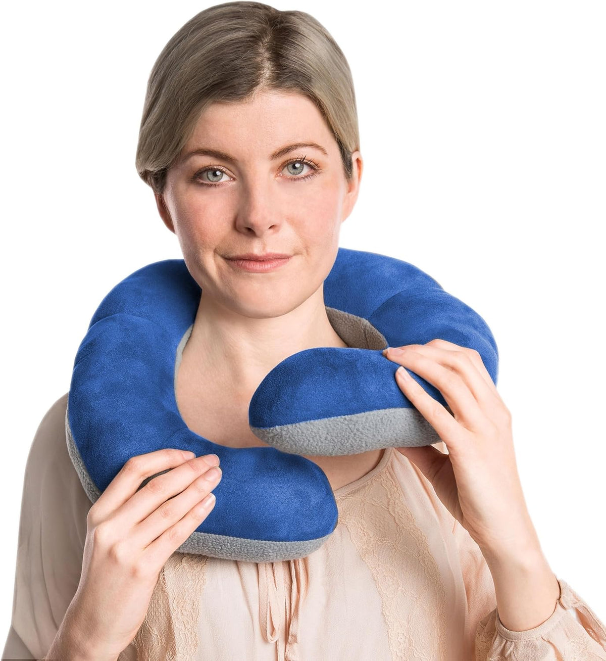 One Size polyester neck & cervical pillows in Cobalt/Gray, alternate view 4