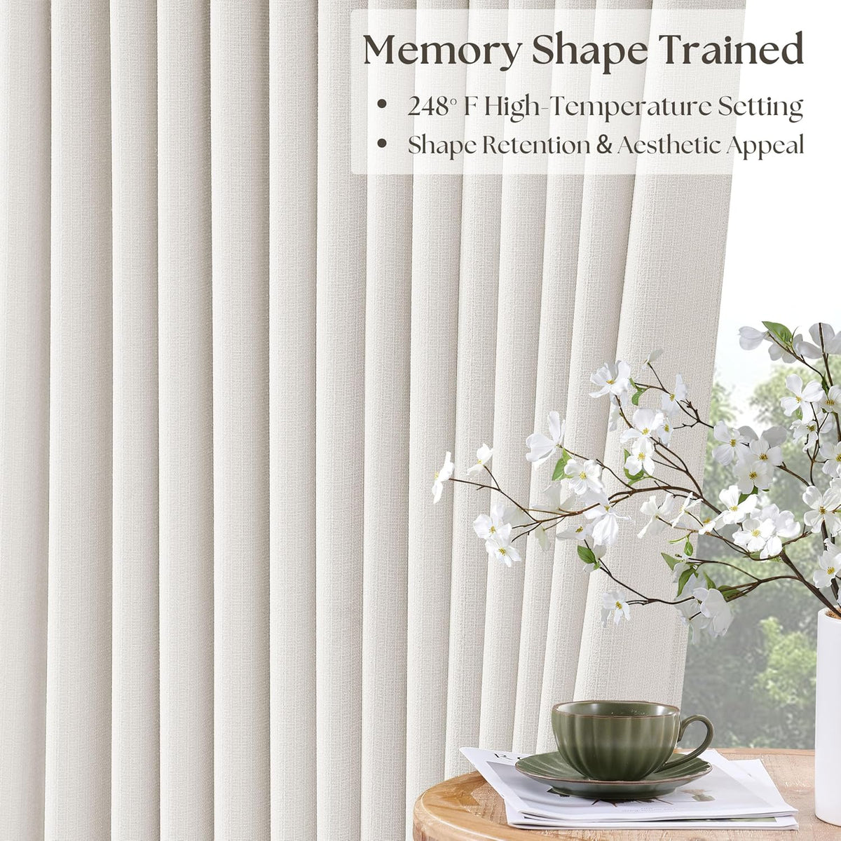 100"L x 40"W linen curtains in Ivory White, alternate view 4