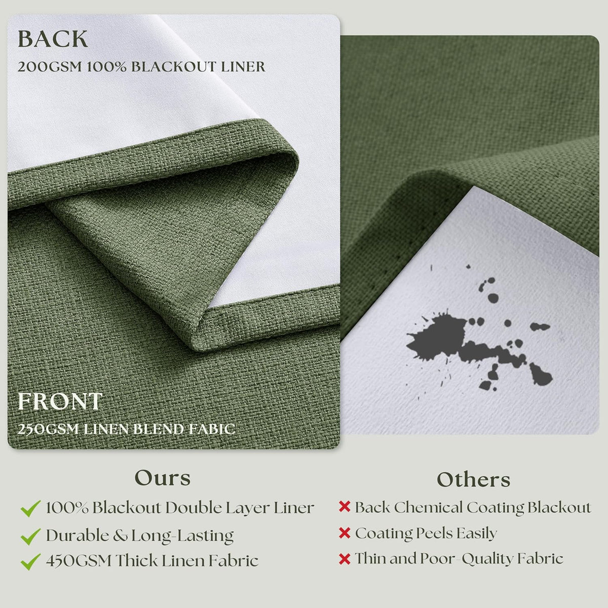 100"L x 40"W linen curtains in Olive Green, alternate view 6