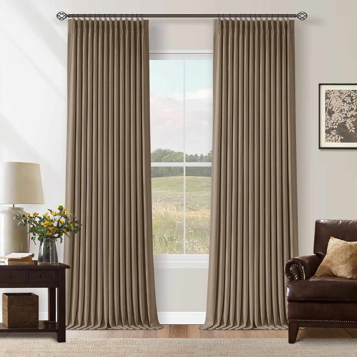 102"L x 40"W linen curtains