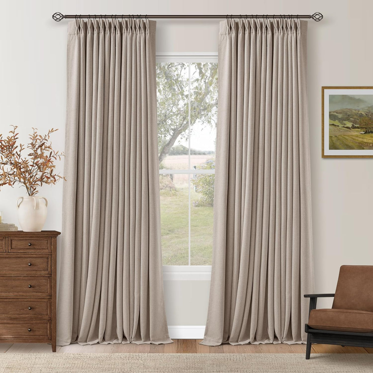 120"L x 40"W linen curtains
