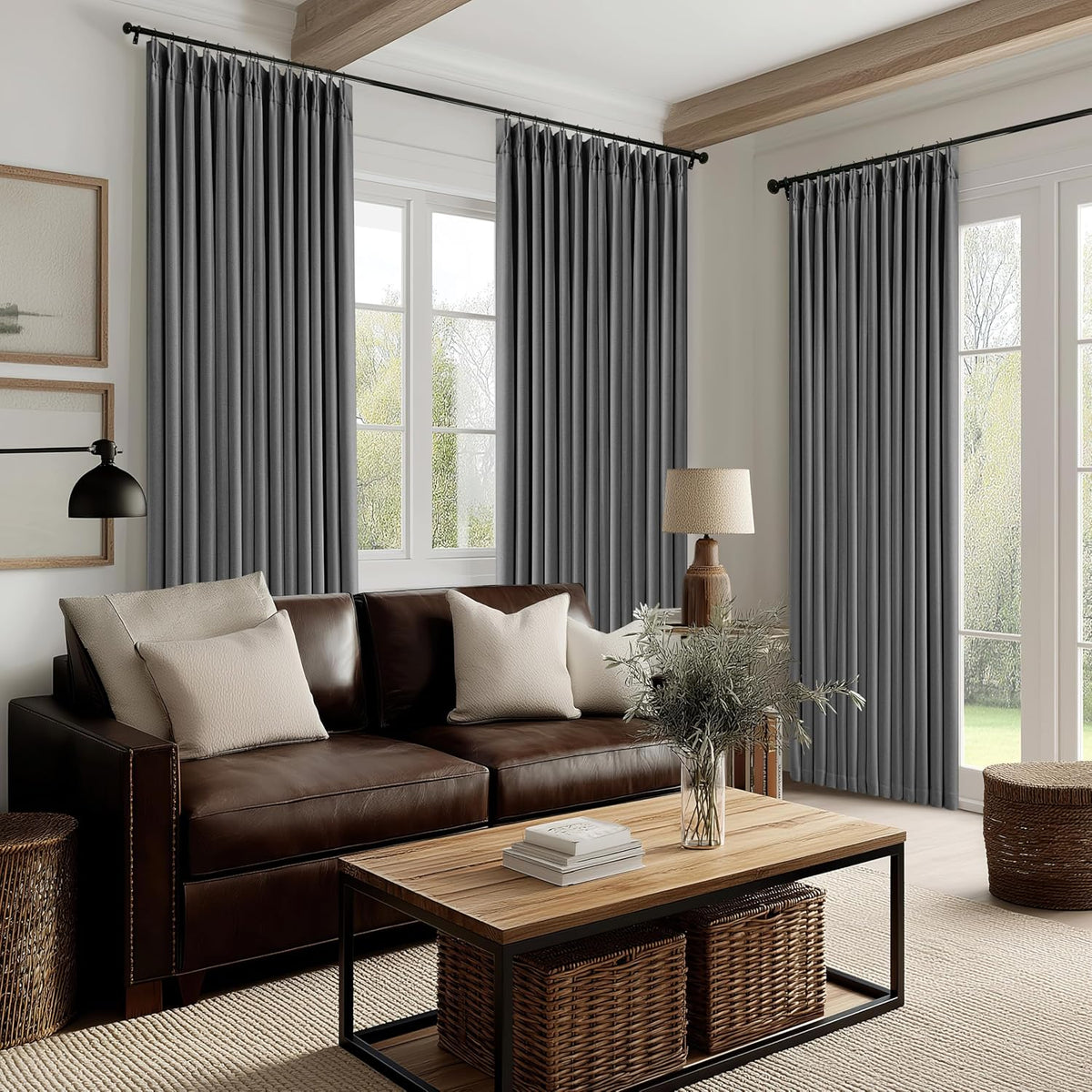 120"L x 40"W linen curtains in Dark Grey, alternate view 7