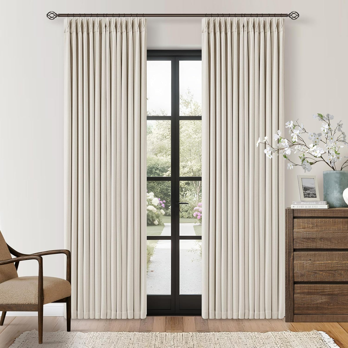 80"L x 40"W linen curtains in Natural