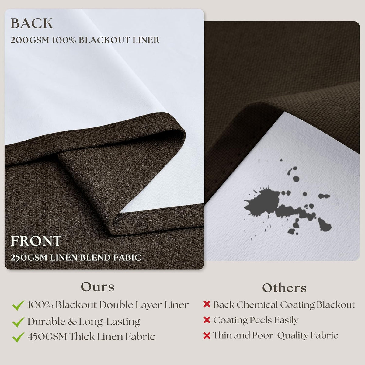 84"L x 40"W linen curtains in Dark Chocolate, alternate view 6
