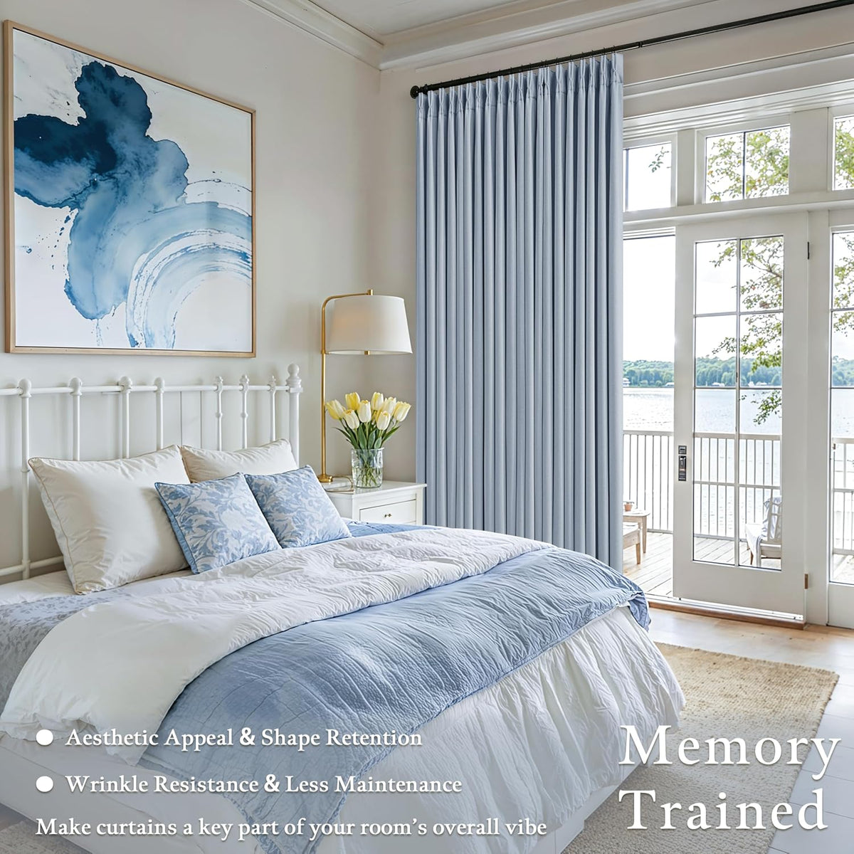 86"L x 40"W linen curtains in Light Blue, alternate view 2