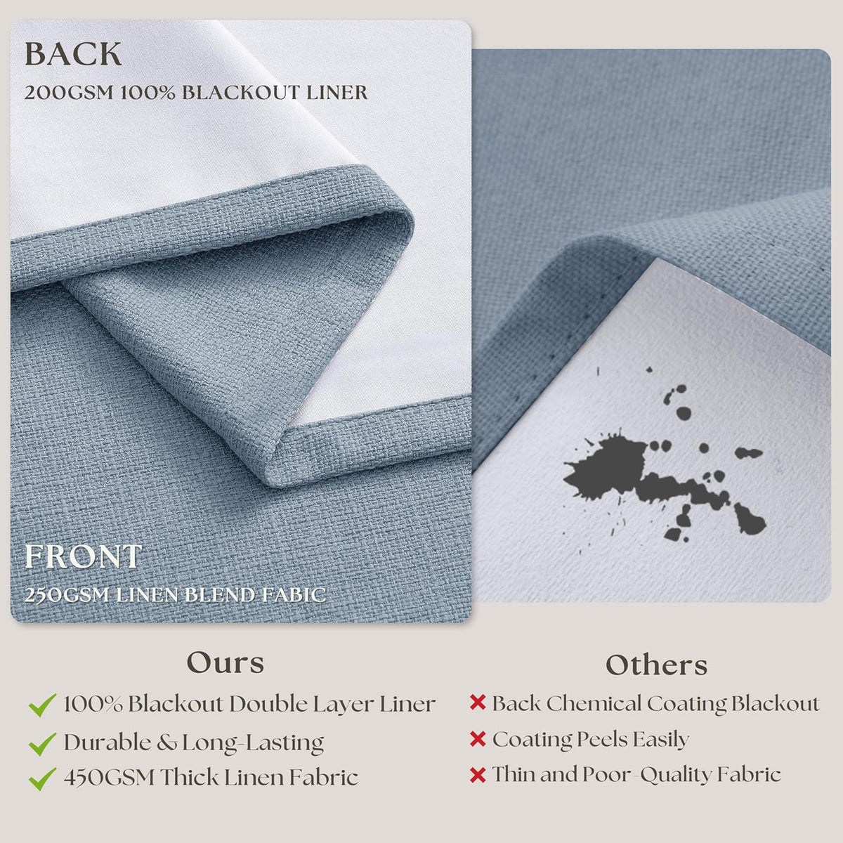 86"L x 40"W linen curtains in Light Blue, alternate view 4