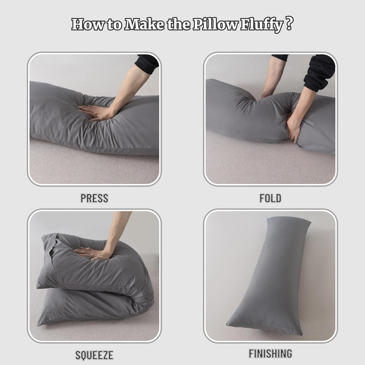 20x54 inch memory foam body pillows in Dark Grey, alternate view 5