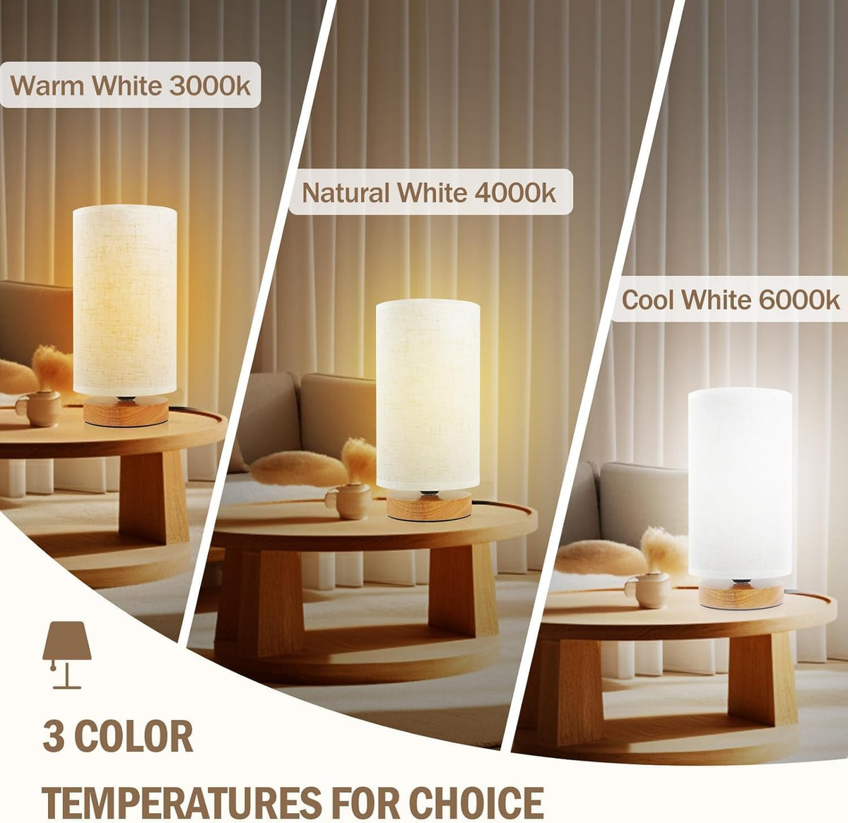 4.8"D x 4.8"W x 9.5"H wood table lamps, alternate view 2