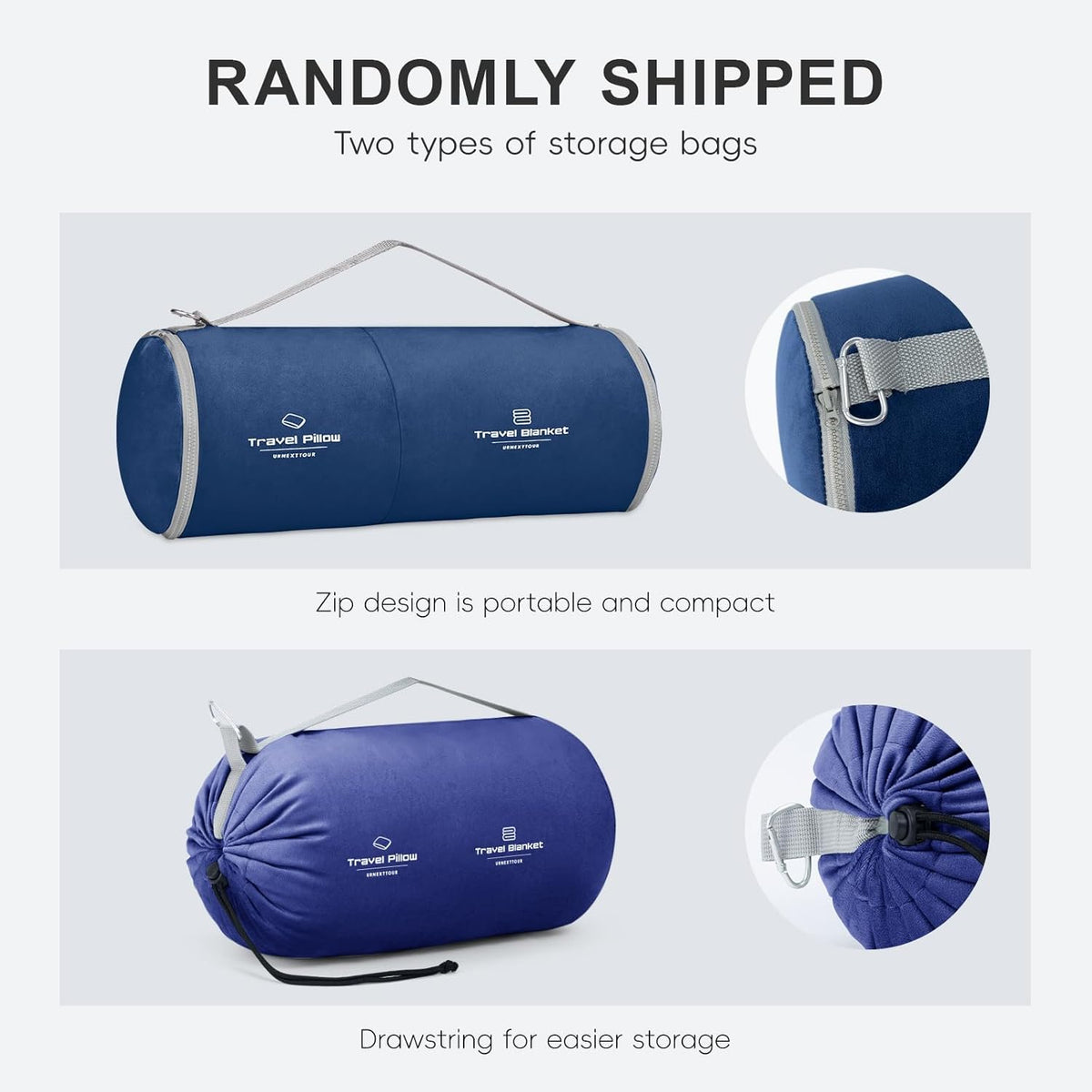 9.8" x 6" memory foam travel pillows in A-blue, alternate view 2