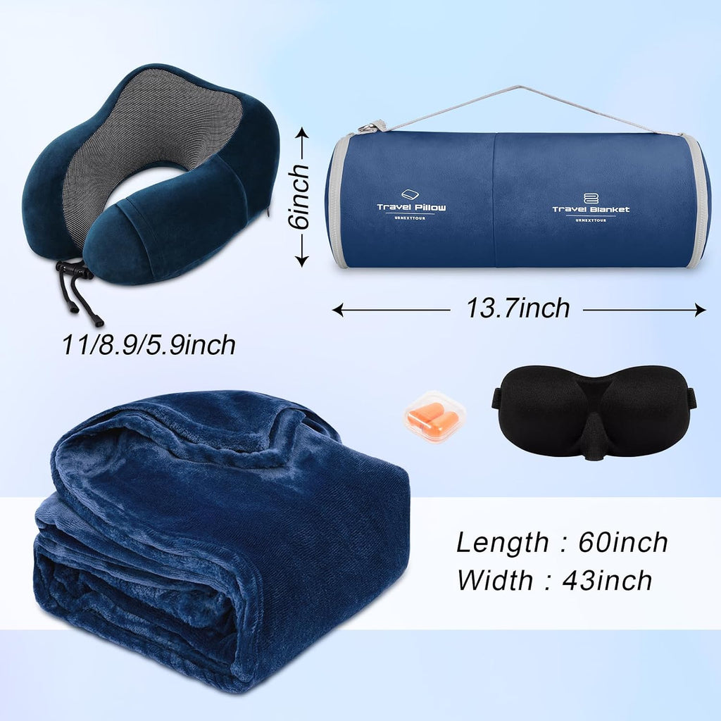 9.8" x 6" memory foam travel pillows in A-blue, alternate view 5