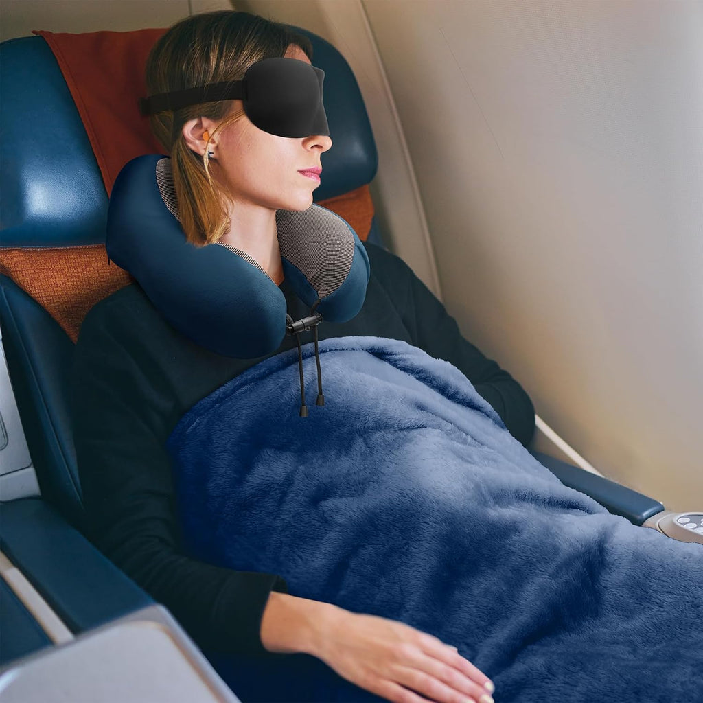 9.8" x 6" memory foam travel pillows in A-blue, alternate view 8