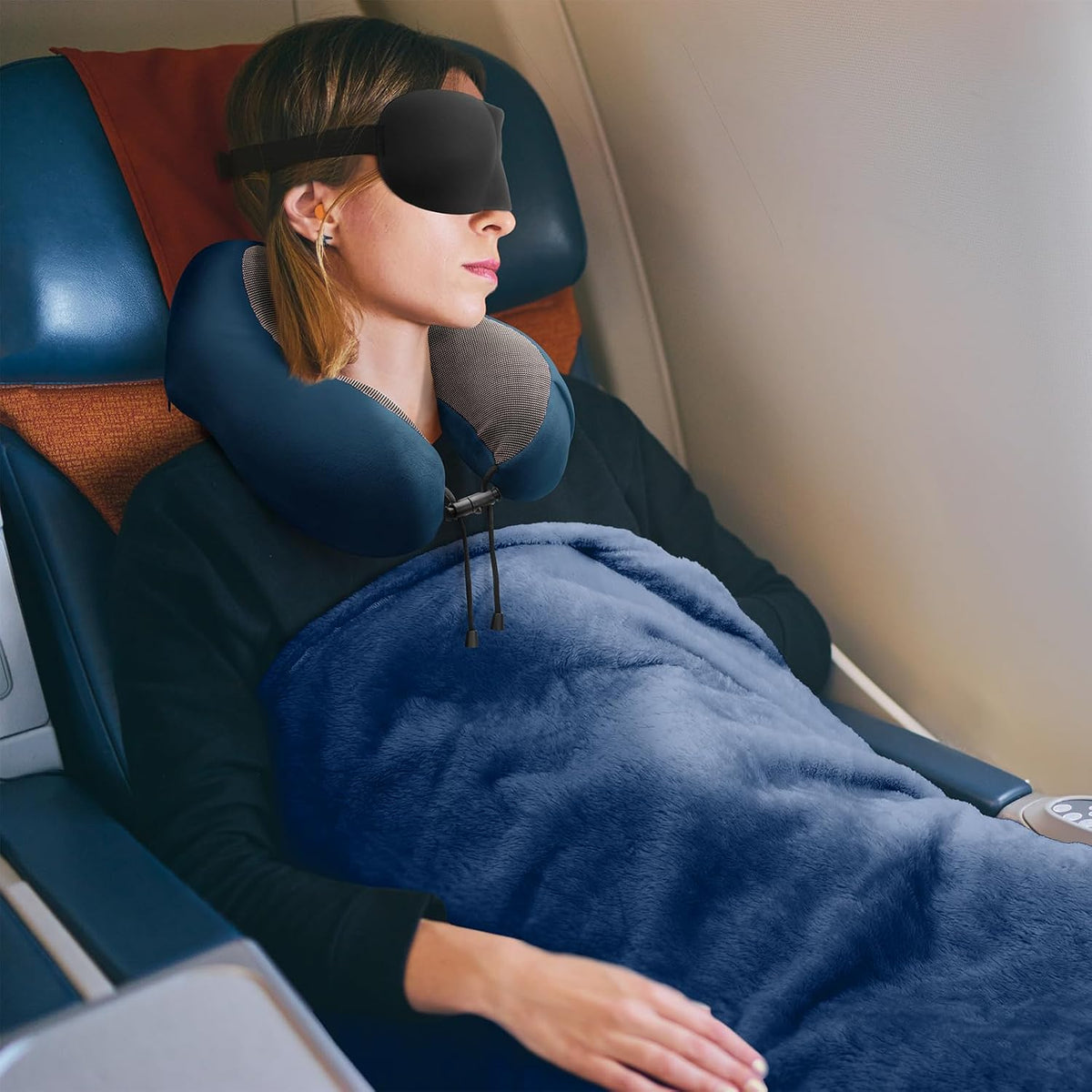 9.8" x 6" memory foam travel pillows in A-blue, alternate view 8