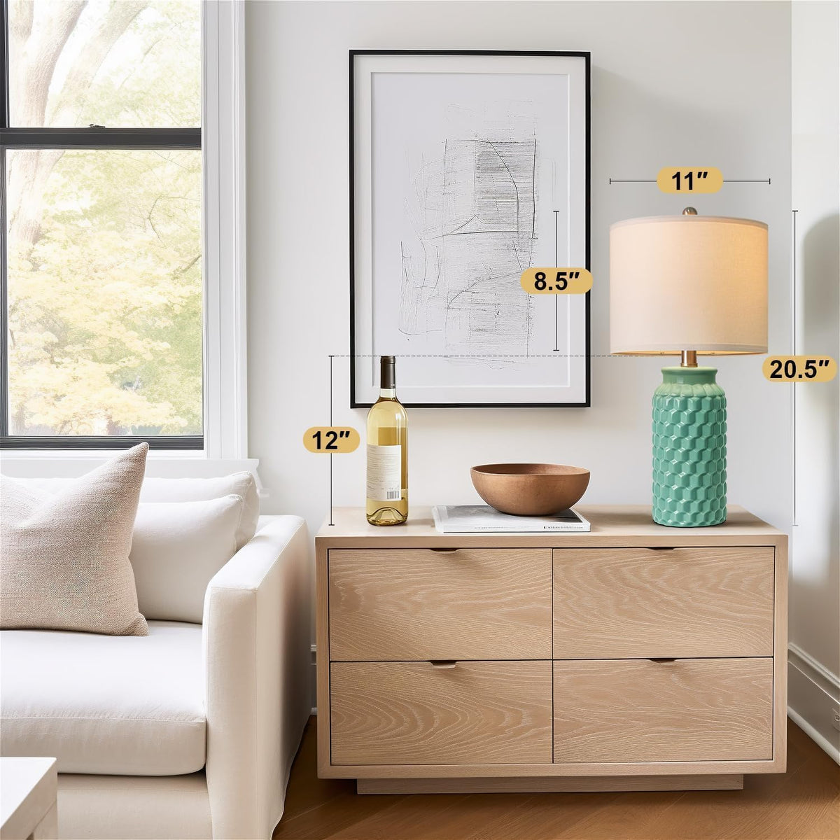 12"D x 12"W x 20.5"H ceramic table lamps, alternate view 5