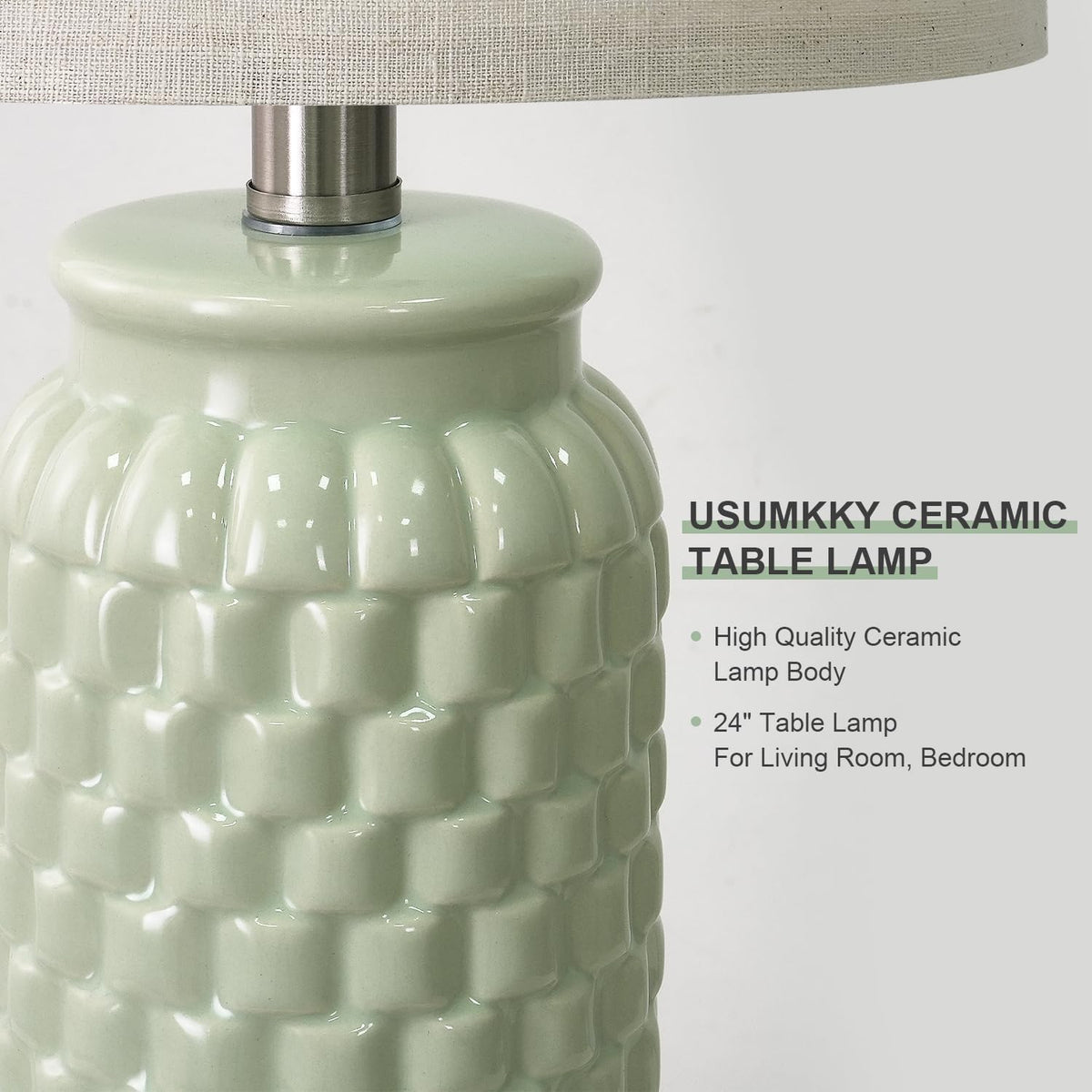 12"D x 12"W x 24"H ceramic table lamps, alternate view 2