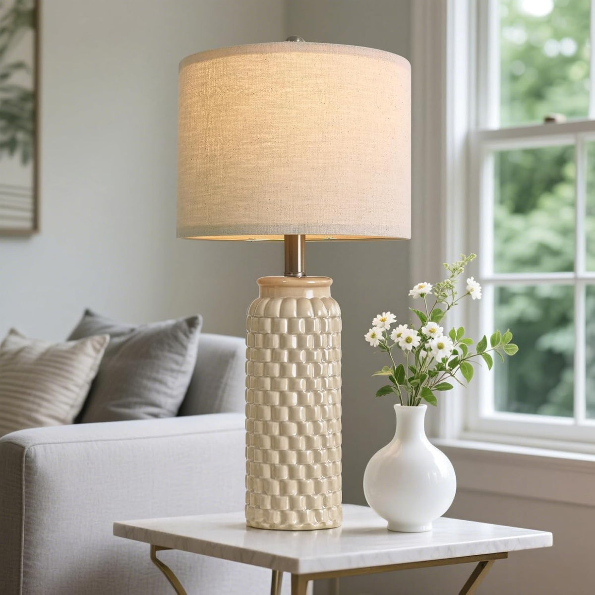 12"D x 12"W x 24"H ceramic table lamps, alternate view 3