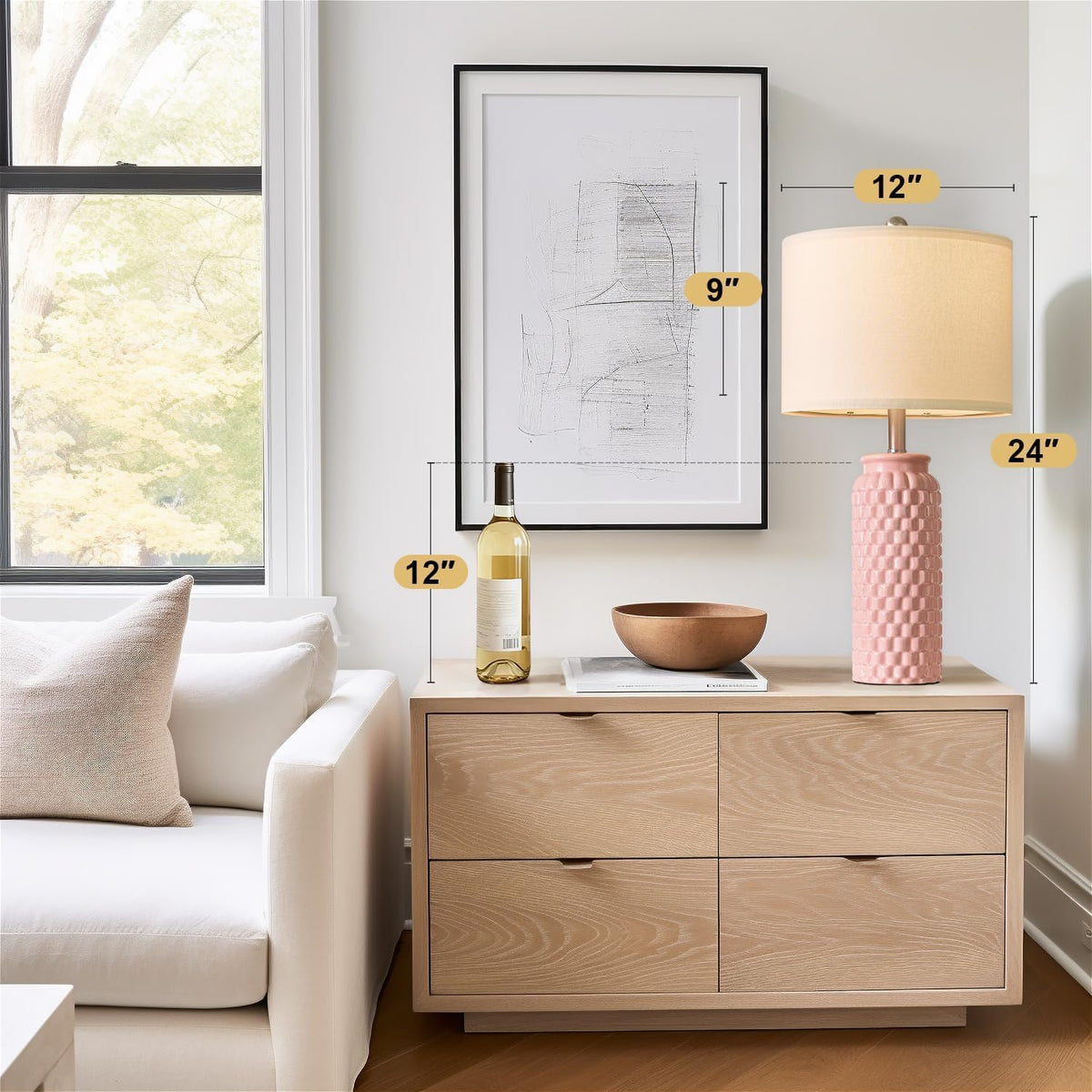 12"D x 12"W x 24"H ceramic table lamps, alternate view 4