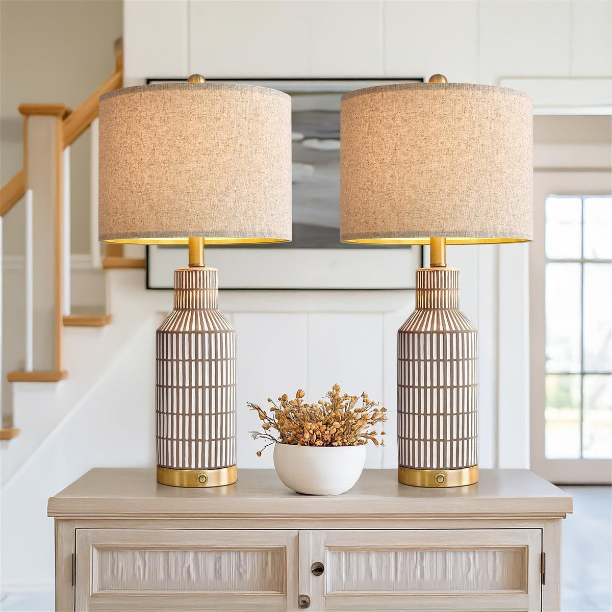12"D x 12"W x 25"H ceramic table lamps, alternate view 4