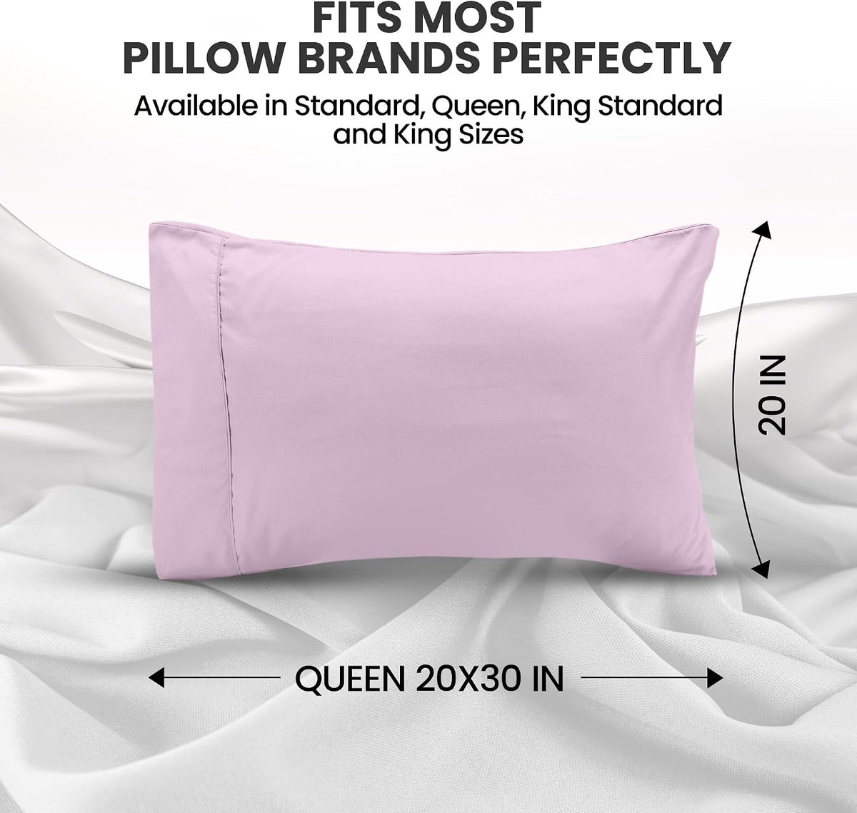Queen - Pack of 2 microfiber pillowcases, alternate view 2