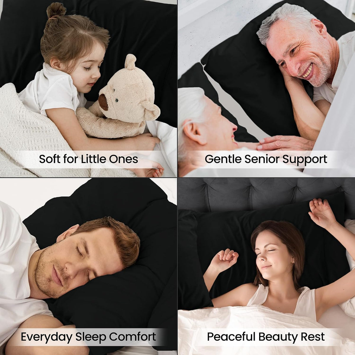 Standard - Pack of 2 microfiber pillowcases in Black, alternate view 7