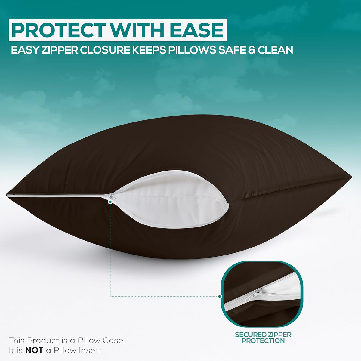 Standard polyester pillowcases in Brown, alternate view 4