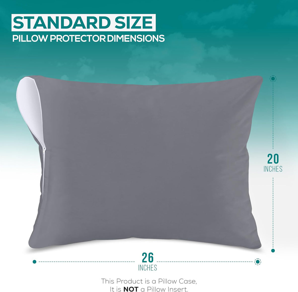 Standard polyester pillowcases in Gray, alternate view 2