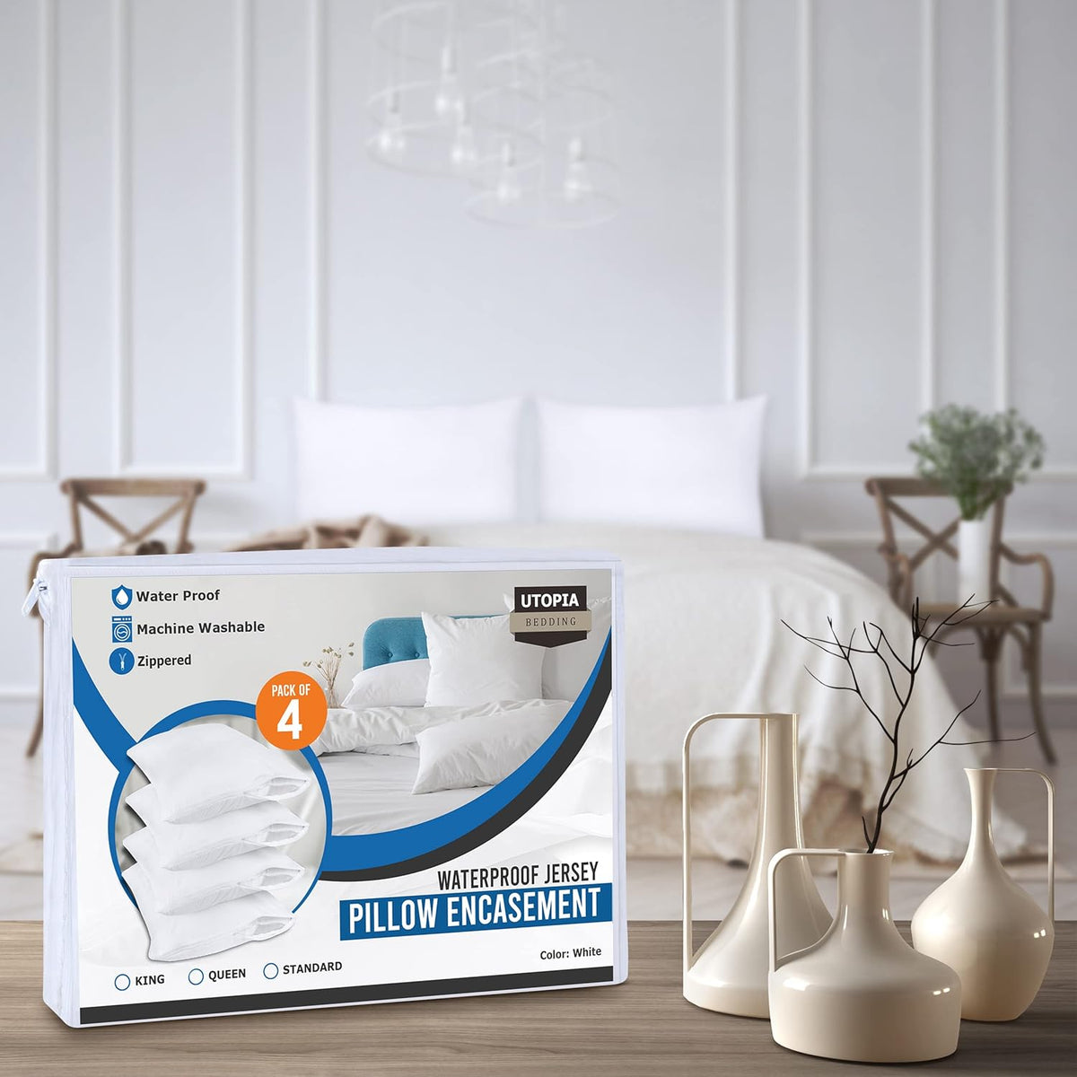 Standard polyester pillowcases in White, alternate view 6