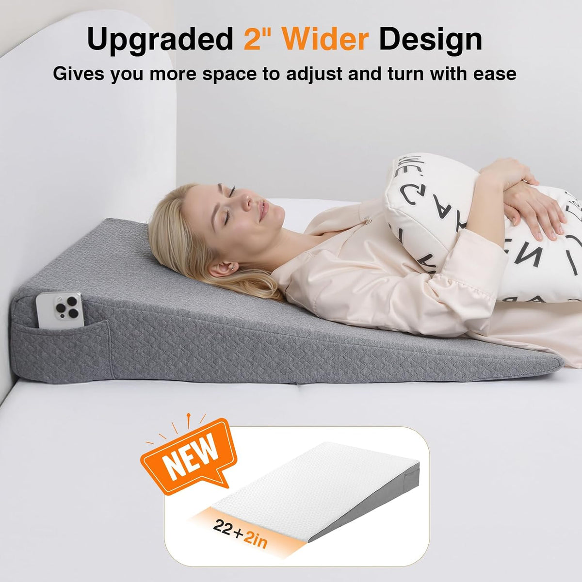 Extra-Long(34"x24"x5.5") foam wedge pillows in Gray, alternate view 3