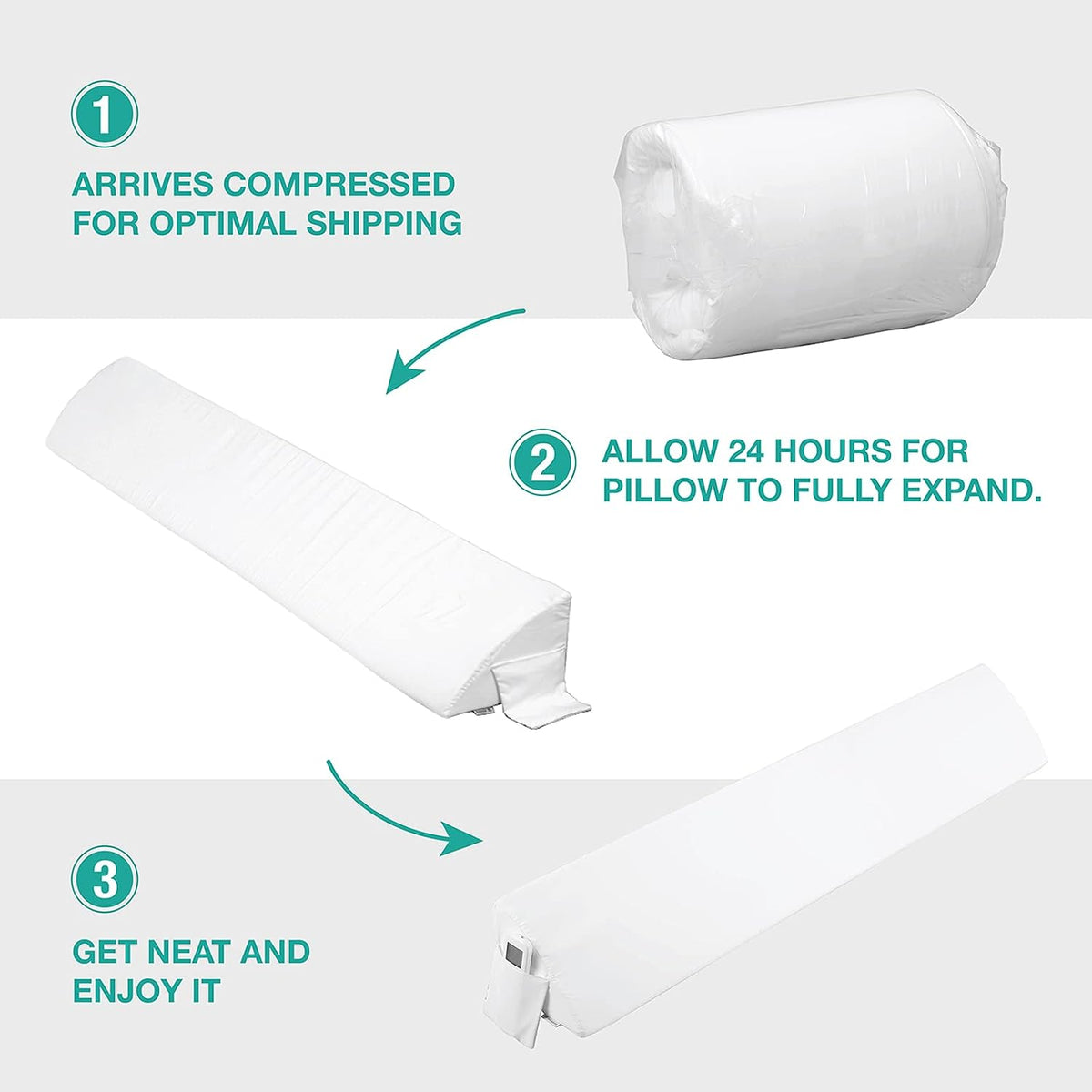 Full(54"x8"x6"-Medium) foam wedge pillows in White, alternate view 9