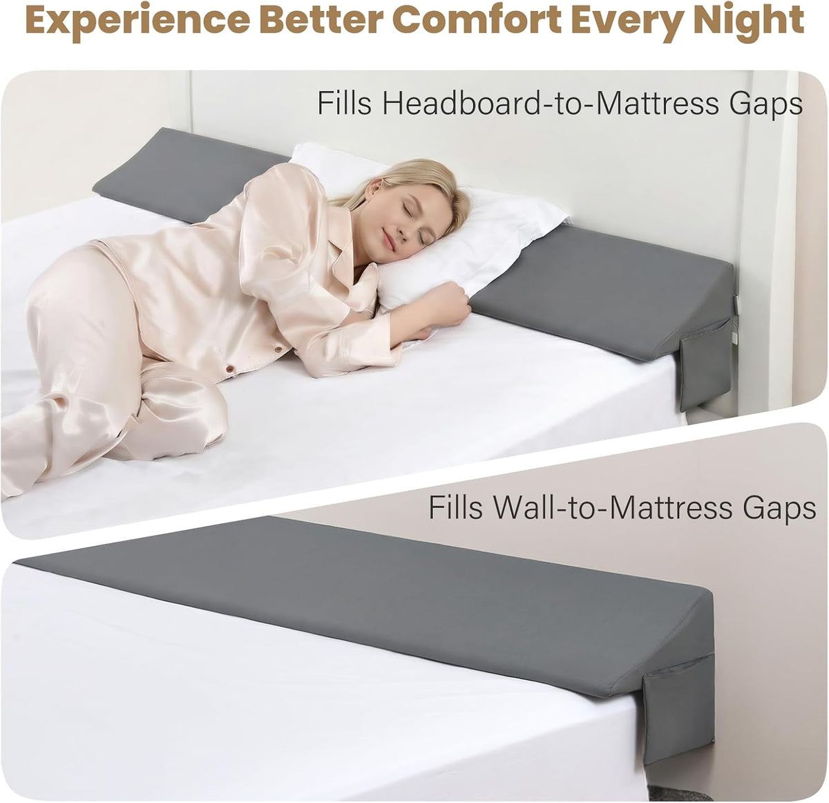 King(76"x10"x6.5"-Large) foam wedge pillows in Gray, alternate view 7