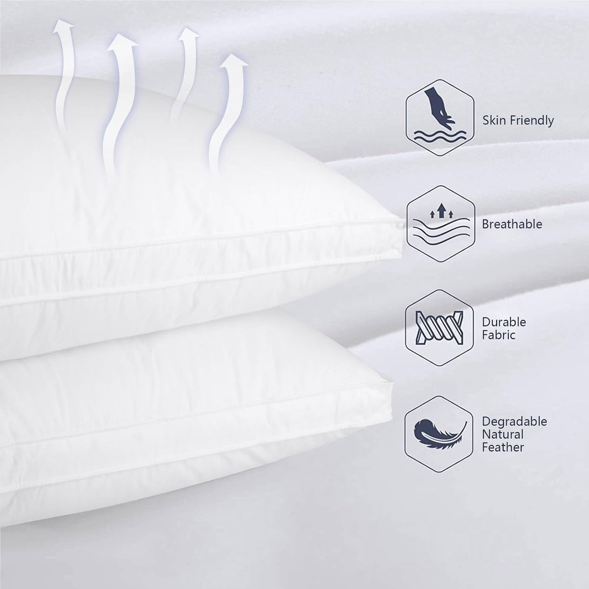 Queen polyester pillows in White, alternate view 2
