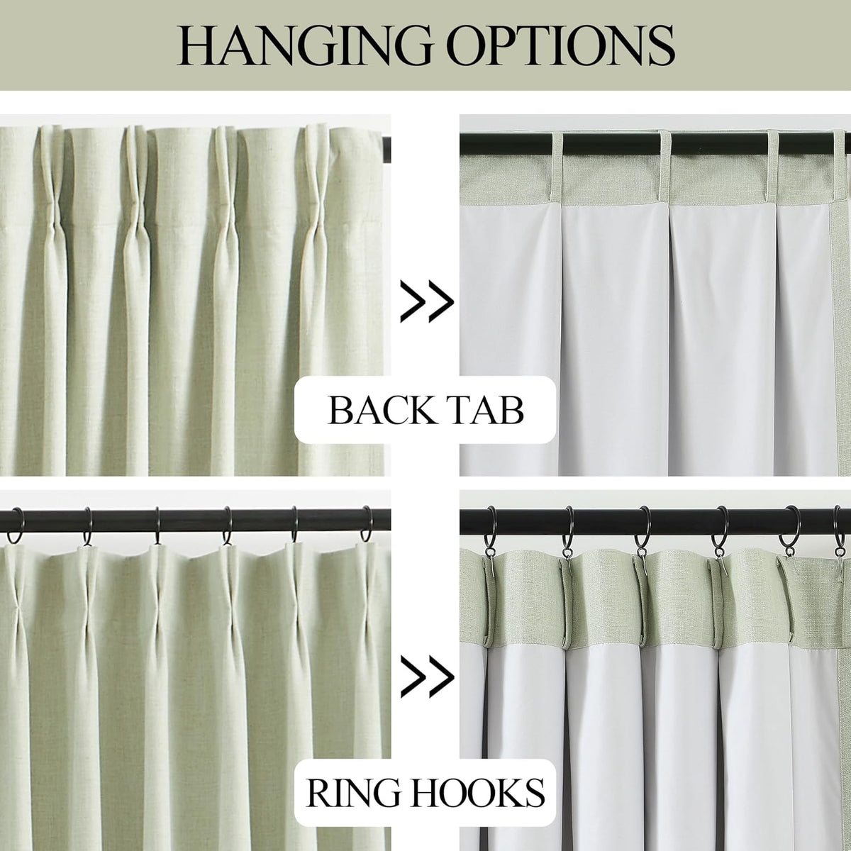 102"L x 40"W linen curtains in Soft Green, alternate view 5