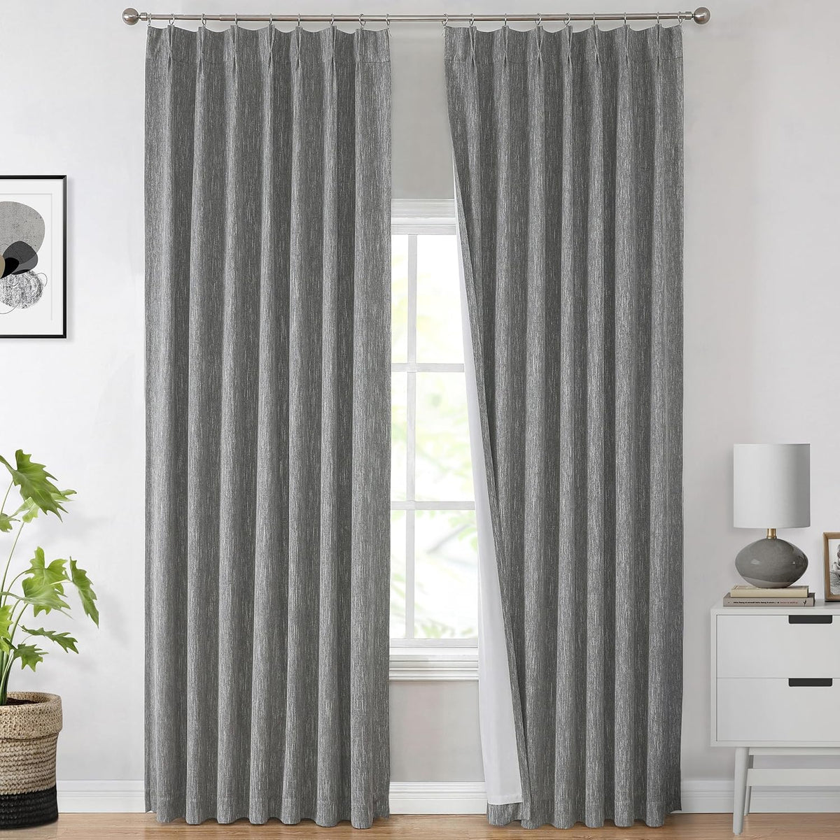 84"L x 40"W polyester curtains in Charcoal Grey