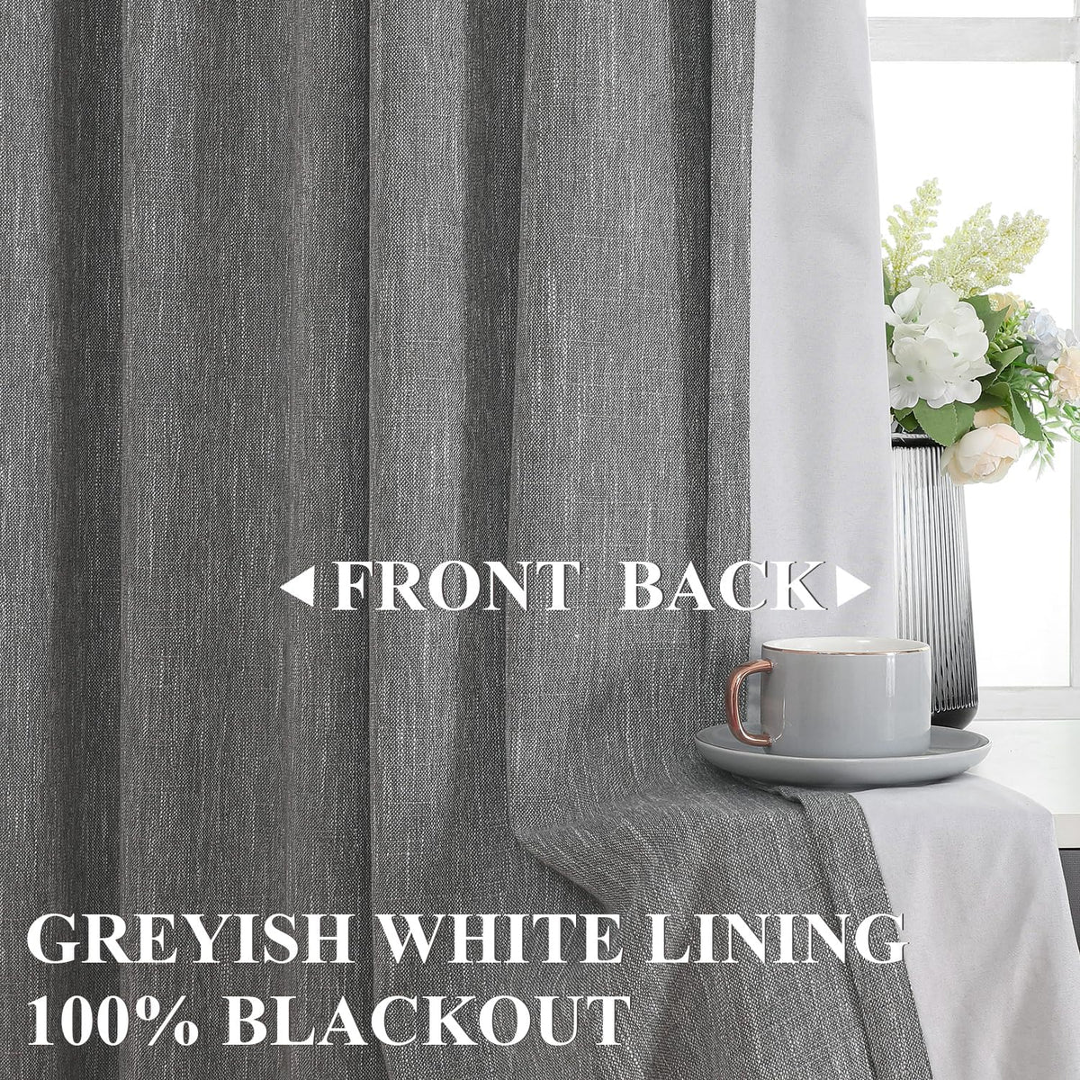 84"L x 40"W polyester curtains in Charcoal Grey, alternate view 2