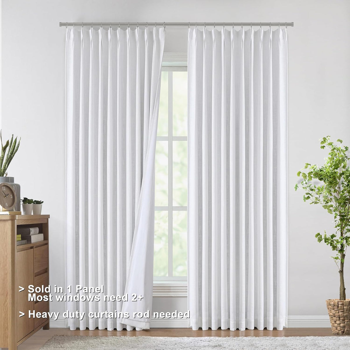 95"L x 60"W polyester curtains in White, alternate view 3