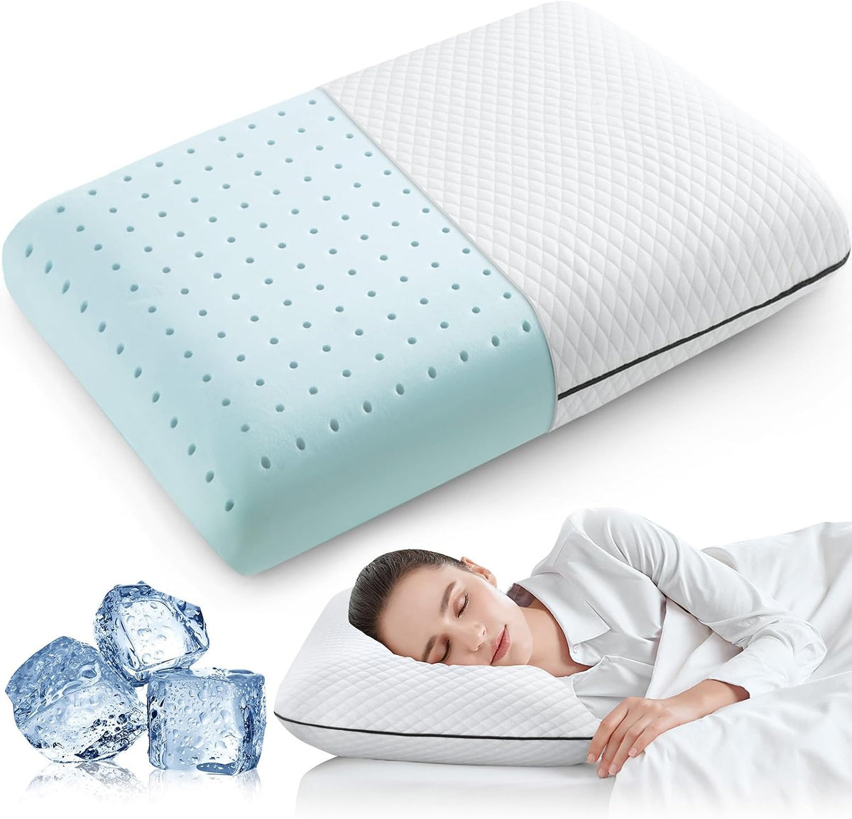 23.5x14x5inches(1 pack) memory foam pillows in White