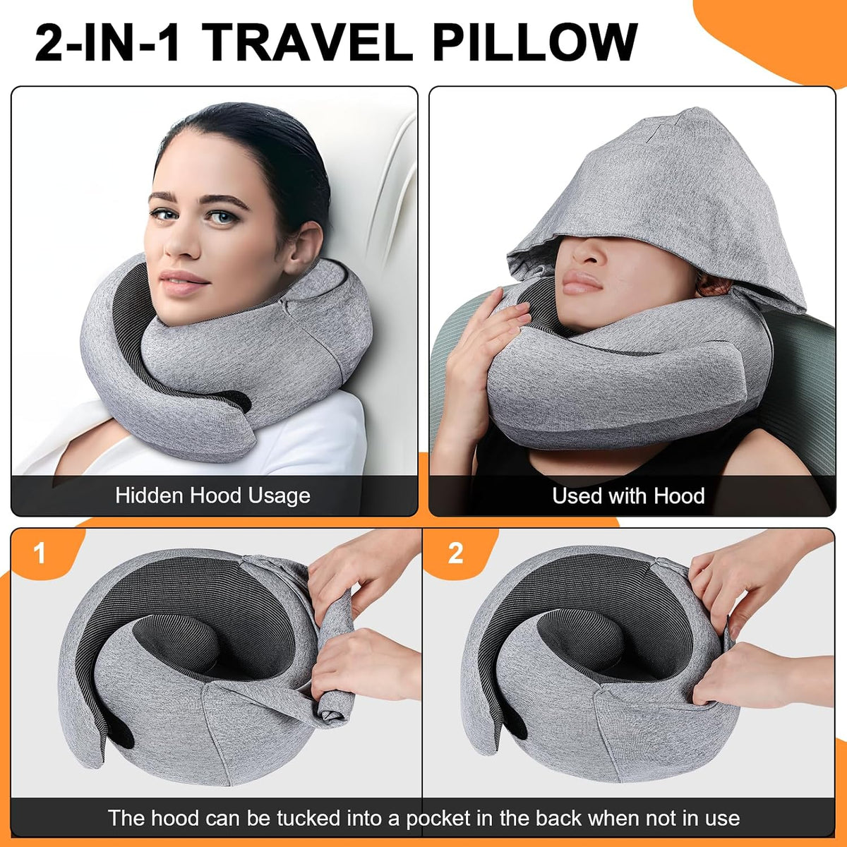 memory foam travel pillows in Light Gray, alternate view 2