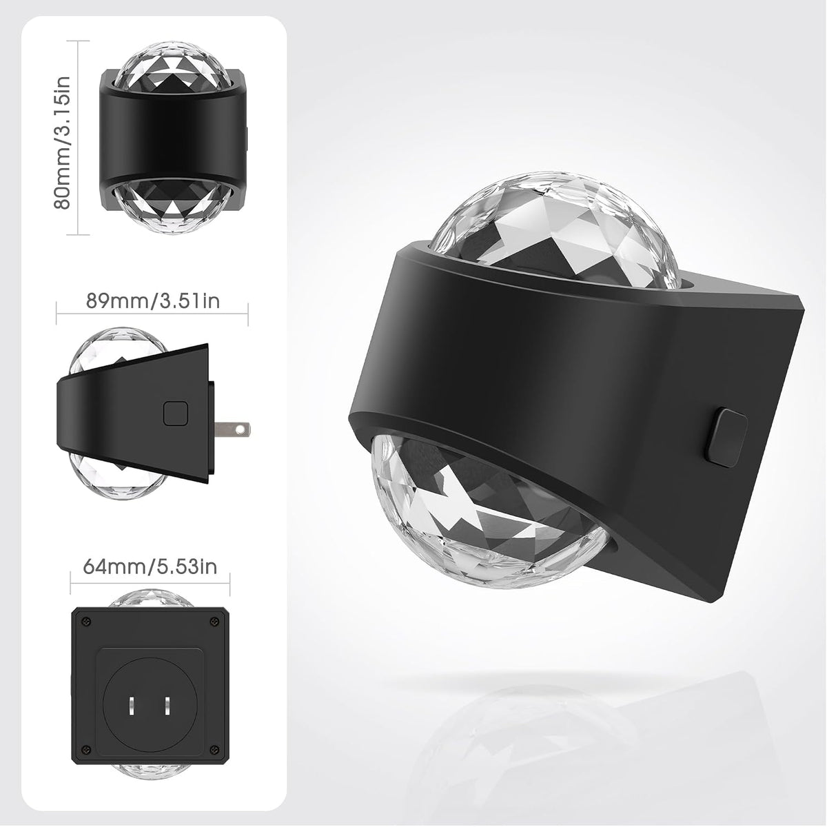 5.19"D x 3.24"W x 2.16"H plastic night lights & ambient lighting, alternate view 6