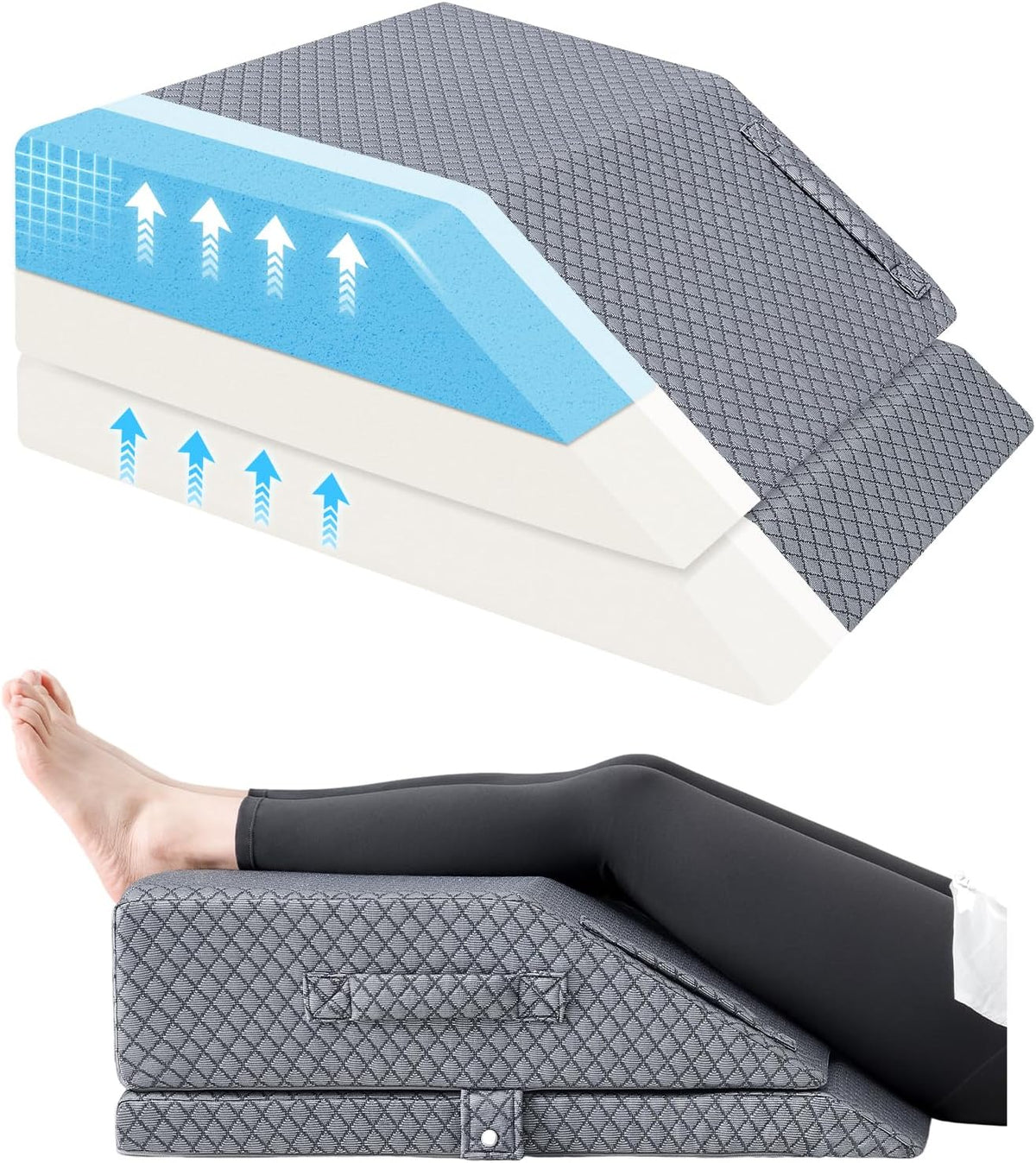 Double Leg memory foam knee & leg pillows in Grey