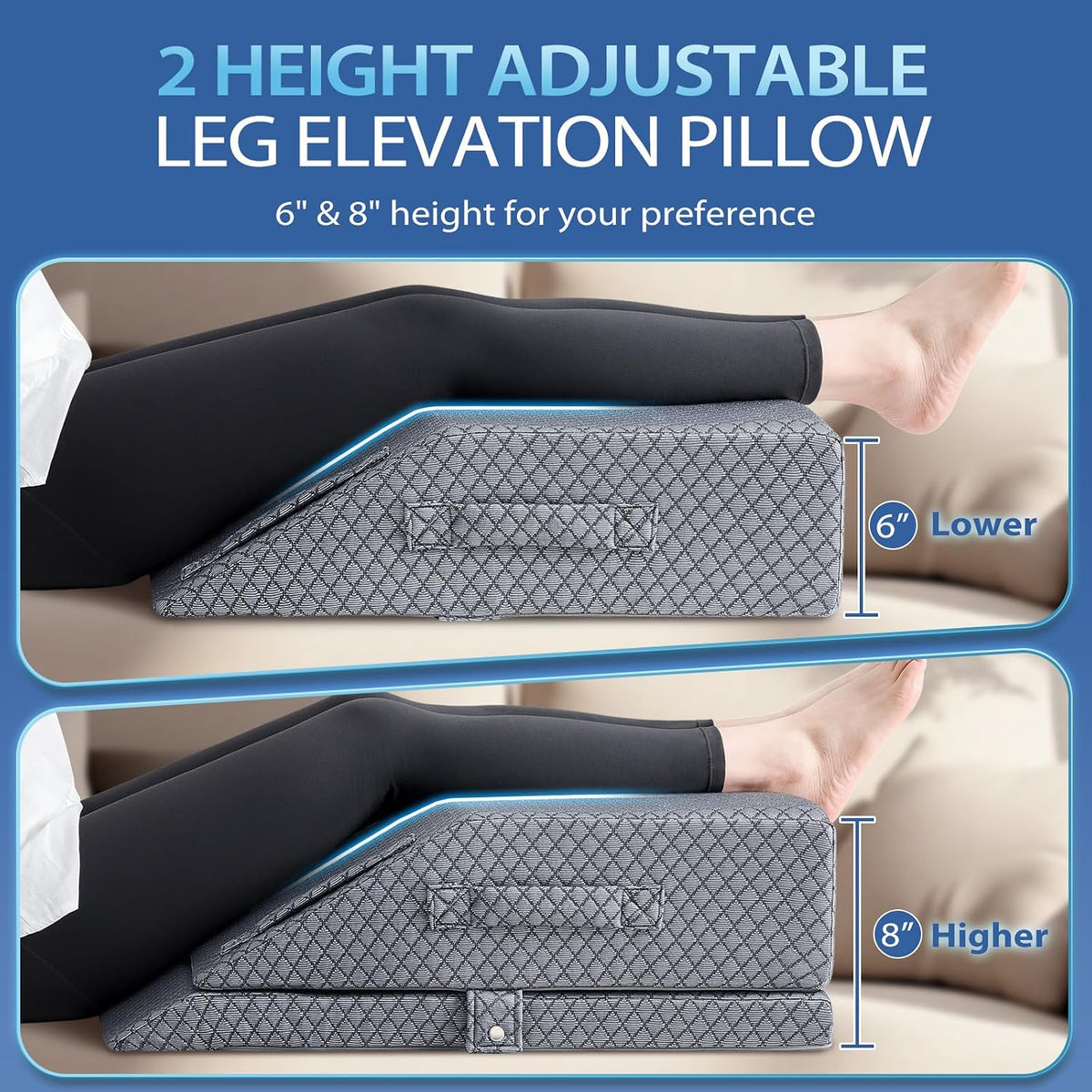 Double Leg memory foam knee & leg pillows in Grey, alternate view 2