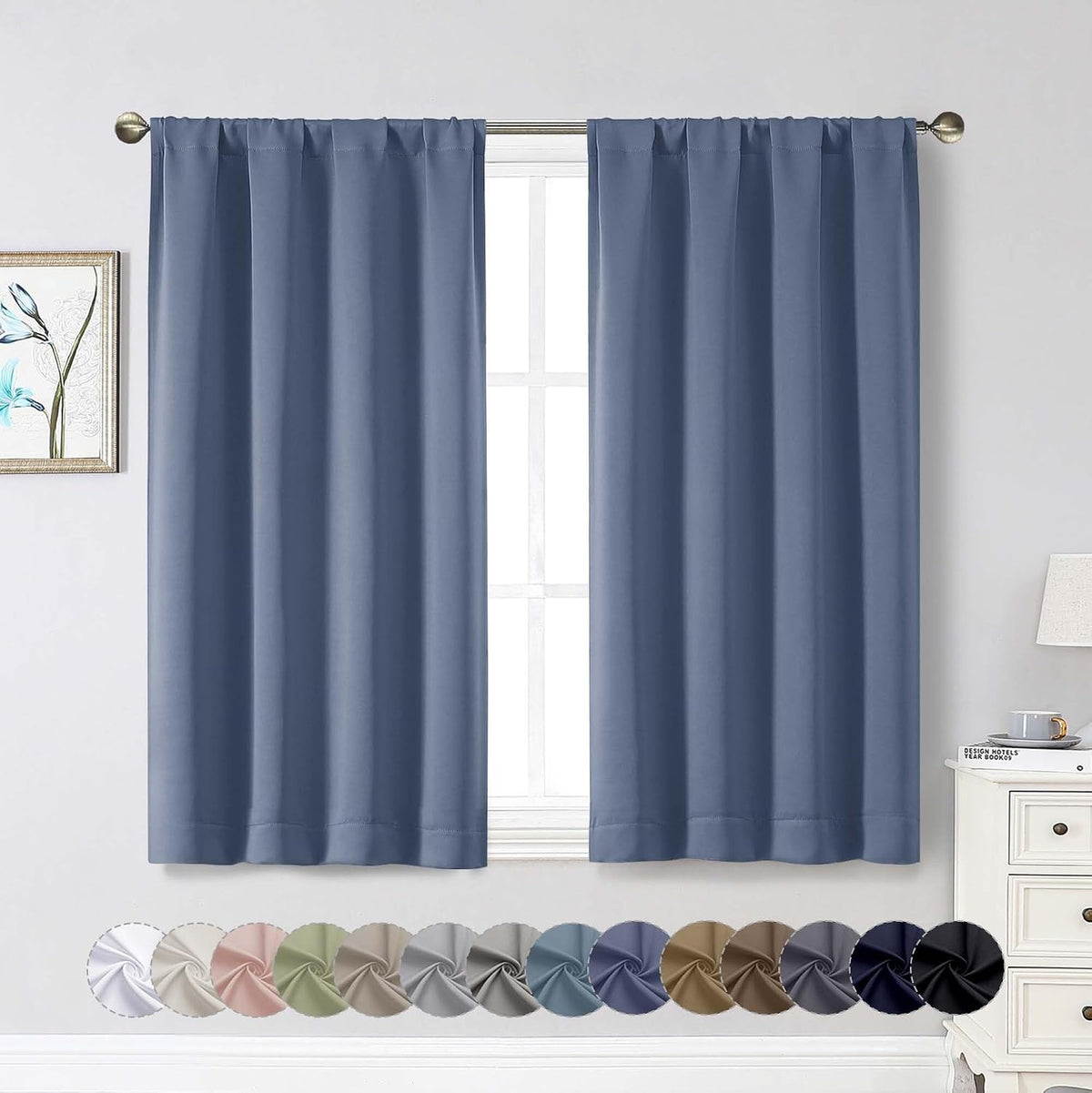 45"L x 40"W fabric curtains in Denim