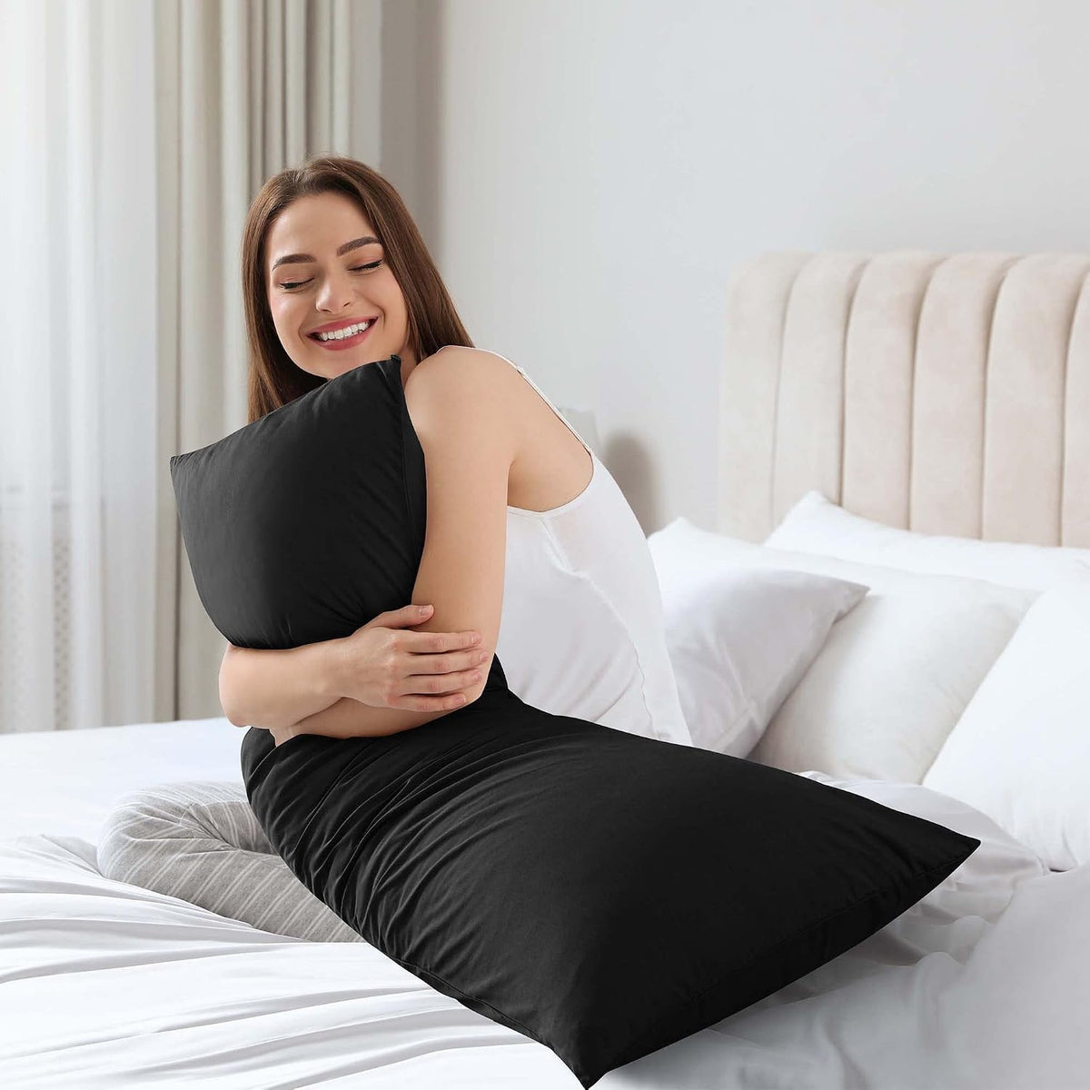 Long Body Pillow memory foam body pillows in Black, alternate view 5