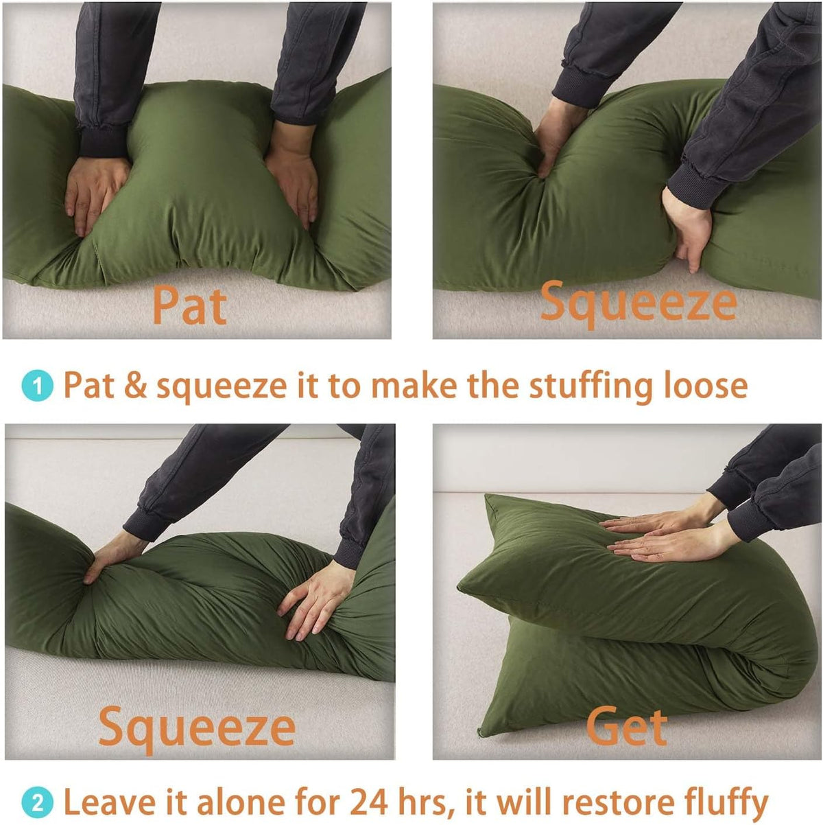 Long Body Pillow memory foam body pillows in Forest Green, alternate view 6