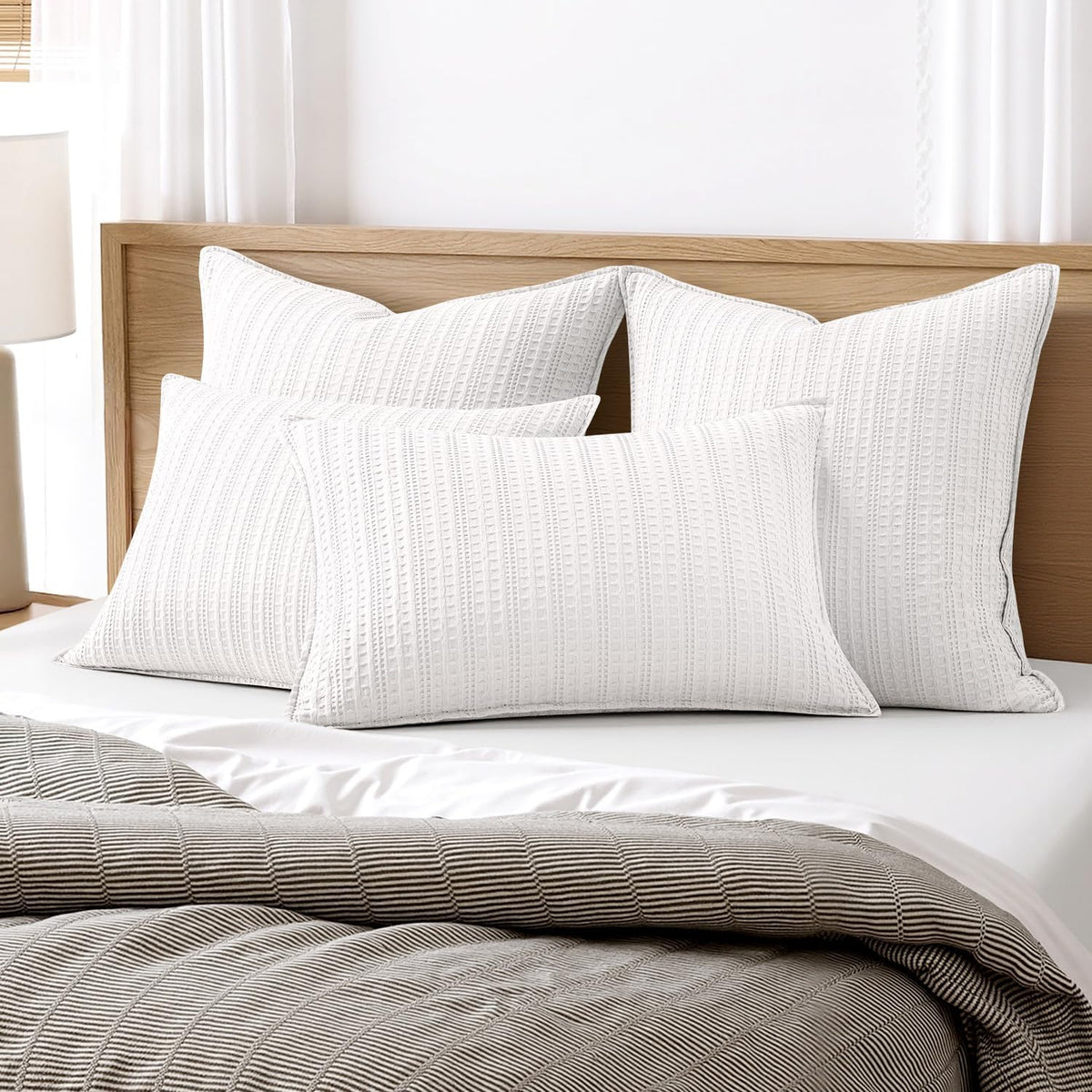 24"L x 24"W cotton throw pillow accessories in White, alternate view 2