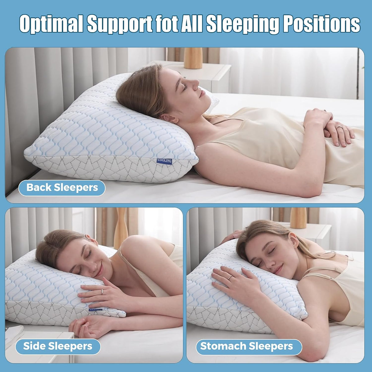 King memory foam pillows in Sky Blue, alternate view 5