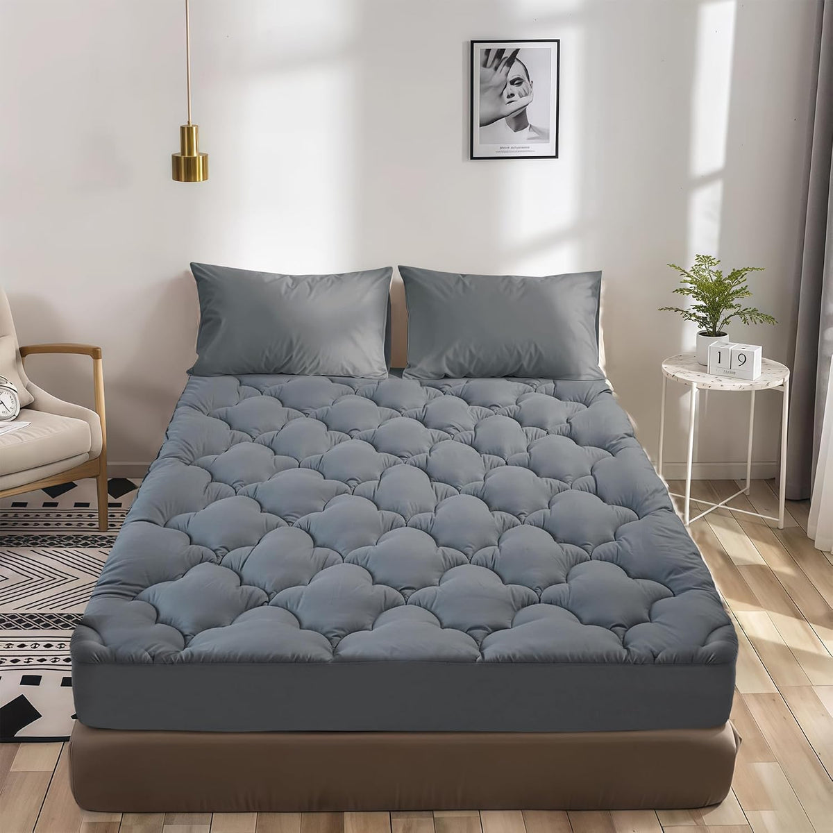 Queen polyester mattress pads in Gray, alternate view 6