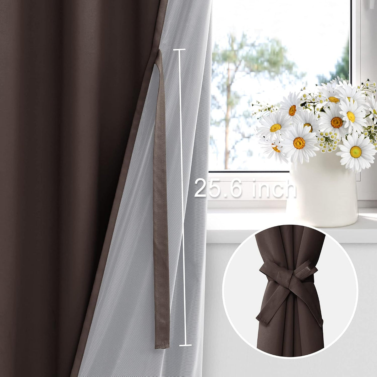 72"L x 38"W polyester curtains in Brown, alternate view 3