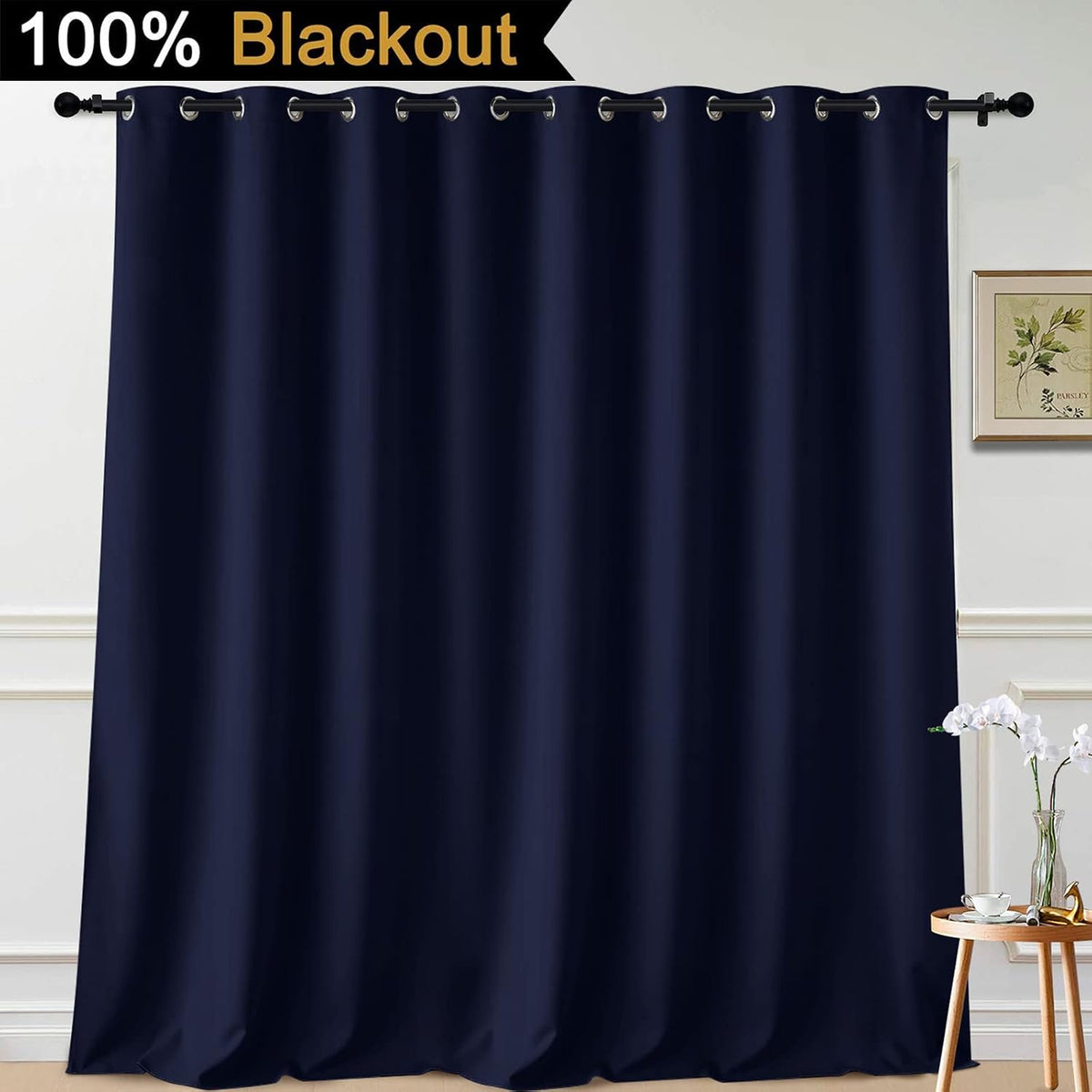 108"L x 100"W polyester curtains in Navy Blue, alternate view 2