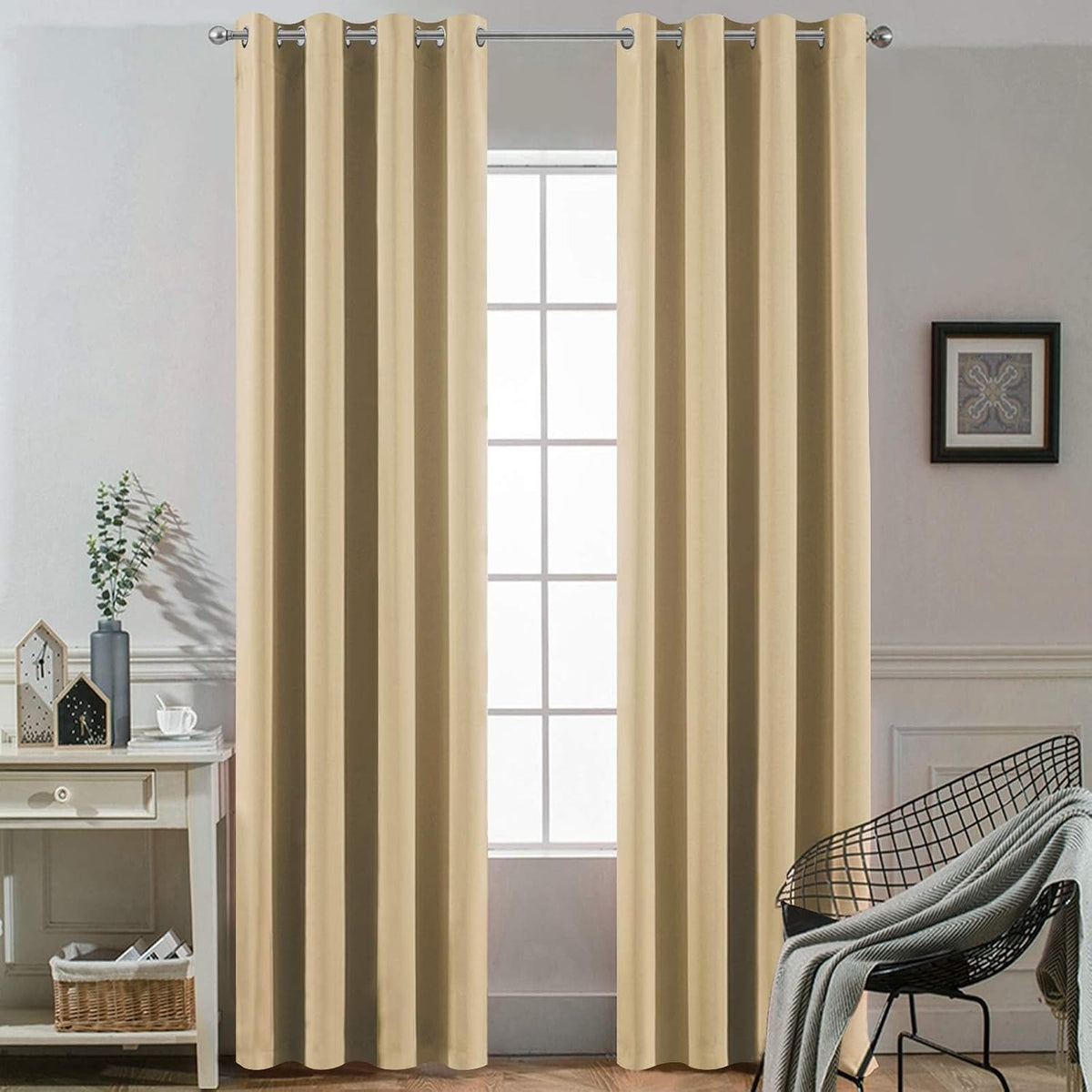 108"L x 52"W fabric curtains in Beige