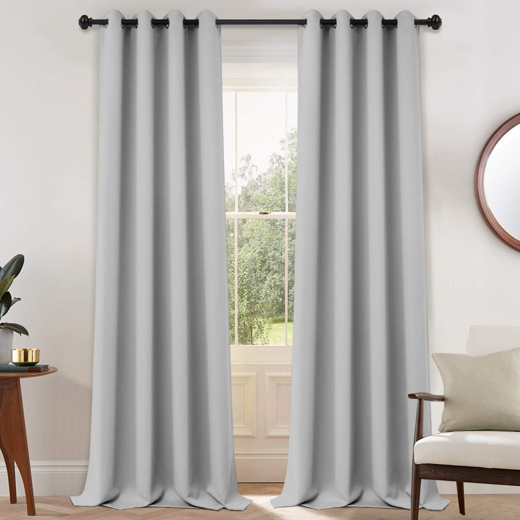 108"L x 52"W fabric curtains in Light Grey